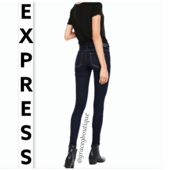 Express Dark Wash Jeans Low Rise Sexy Fit Legging Skinny Size 8 - Picture 1 of 15